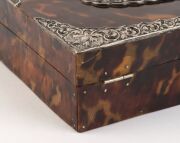 An antique box, tortoiseshell with fine silver mounts and cedar lining, 19th century, ​​​​​​​5cm high, 18cm wide, 12cm deep - 8