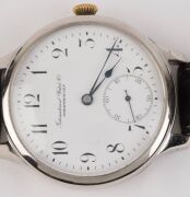 I.W.C. (INTERNATIONAL WATCH COMPANY) SCHAFFHAUSEN steel cased wristwatch with Arabic numerals and subsidiary seconds dial, frosted gilt movement stamped "Probus, Scafusia I.W.C. 424435" with Swiss cross and further engraved "3157", with box, crown most li - 4