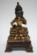 Buddha Sharvari Vajra seated bronze Tibetan Buddha with gilt finish holding a vajra, 18th/19th century, with inscription on the reverse,  37cm high - 4