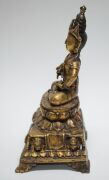 Buddha Sharvari Vajra seated bronze Tibetan Buddha with gilt finish holding a vajra, 18th/19th century, with inscription on the reverse,  37cm high - 5