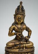 Buddha Sharvari Vajra seated bronze Tibetan Buddha with gilt finish holding a vajra, 18th/19th century, with inscription on the reverse,  37cm high - 6