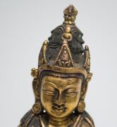 Buddha Sharvari Vajra seated bronze Tibetan Buddha with gilt finish holding a vajra, 18th/19th century, with inscription on the reverse,  37cm high - 8