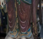 GUANYIN antique Chinese polychrome finished carved wooden statue in the Ming style.  123cm high - 12