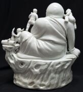 Blanc de chine Chinese porcelain statue of a Buddha surrounded by boys 19th/20th century,square seal mark to back,24.5cm high  - 9