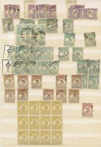 1913-2007 extensive duplicated used collection in 8 s/books and envelopes. With singles, sets, blocks and souvenir sheets, starting with the 'Roos to 2/-, KGV heads to 1/4, with the definitives and commemoratives incl. the h/values. All in various quantit