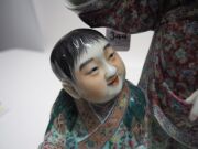 A Chinese famille verte porcelain figure group statue, Republic Period, 20th century, impressed four character seal mark to base, 33cm high - 8