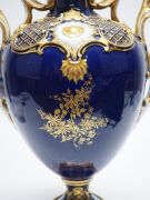 ROYAL WORCESTER&nbsp;antique porcelain blue and gilt mantel vase with hand-painted fruit vignette, signed "Chivers", black factory mark to base, 36cm high - 6
