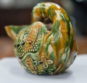 A Tang style Mandarin duck water pourer, Ming Dynasty, 16th/17th century, 9.5cm high, 16cm long - 7