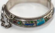 An antique Chinese silver and enamel bangle, circa 1900, two character seal mark, ​​​​​​​6.5cm diameter - 2