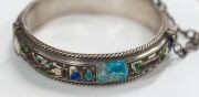 An antique Chinese silver and enamel bangle, circa 1900, two character seal mark, ​​​​​​​6.5cm diameter - 4