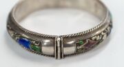 An antique Chinese silver and enamel bangle, circa 1900, two character seal mark, ​​​​​​​6.5cm diameter - 5