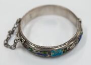 An antique Chinese silver and enamel bangle, circa 1900, two character seal mark, ​​​​​​​6.5cm diameter - 8