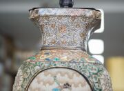 An antique Satsuma earthenware vase converted into a table lamp, 19th century, the vase 43cm high, 60cm overall - 6