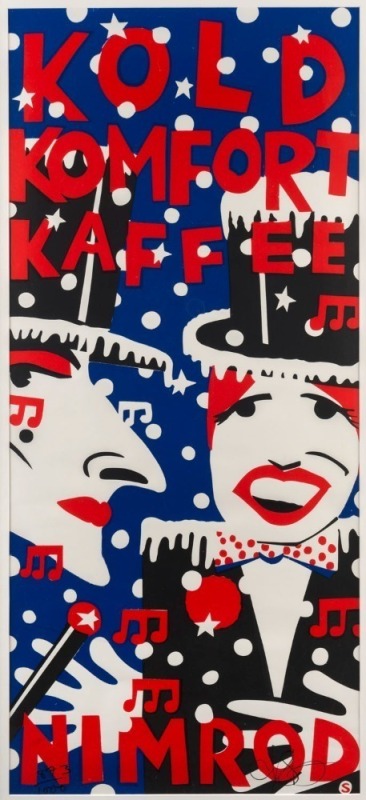 MARTIN SHARP (1942-2013), Kold Komfort Kaffee (Nimrod series), silkscreen 873/1000, signed lower right, 101 x 48cm, 115 x 58cm overall