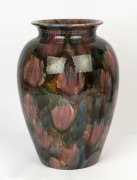 REGAL MASHMAN impressive pottery mantle vase with mottled sponge work glaze, impressed stamp "Regal Mashman", 35cm high - 2