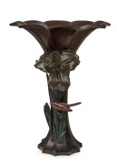 ZUI&nbsp;SHO Japanese bronze vase with bird and iris decoration, 20th century, two character mark to base, ​​​​​​​40cm high, 31cm wide