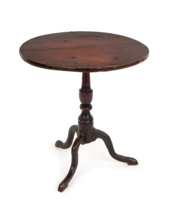 An antique English apprentice made wine table with tilt-top, circa 1800, ​​​​​​​23cm high, 21.5cm diameter