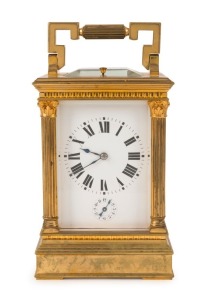 An antique French repeater carriage clock alarm, 19th century, ​​​​​​​19.5cm high overall