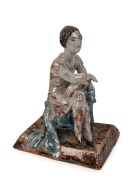 SUSI SINGER (1894-1955), Austrian pottery statue of a seated lady, circa 1920, with&nbsp;Wiener Werkst&auml;tte&nbsp;monogram impressed mark, ​​​​​​​19.5cm high - 2