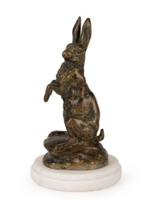 CLOVIS-EDMOND MASSON (1838-1913), "Hare", cast bronze, signed around the base, with foundry mark, 19th century. Masson exhibited over 50 works at the Paris Salon between 1867 and 1907. ​​​​​​​14cm high