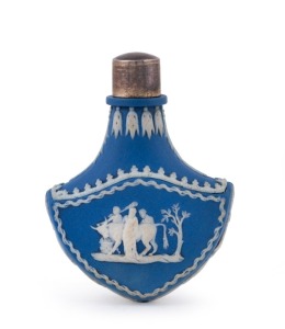 WEDGWOOD Jasper Ware porcelain scent bottle with silver lid, early 19th century, ​​​​​​​5.5cm high