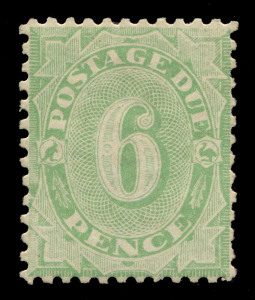 Postage Dues: AUSTRALIA: Postage Dues: 1907 (SG.D57) Wmk Crown/A 6d Dull Green, MLH. Fresh example, Cat. £325.