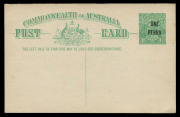 Postal Cards: 1923 'ONE/PENNY' on 1&frac12;d Emerald-Green (#P53), some light spotting, otherwise fine unused BW:P59 - Cat. $500.