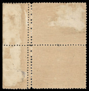TASMANIA: 1905-11 (SG.253c) 3d brown, perforated 12&frac12; x 11 vertical marginal pair, both units also displaying the double vertical row of different gauged perforations at right. Upper unit Mint; lower unit MUH. Cat.&pound;850+. - 2