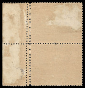 TASMANIA: 1905-11 (SG.253c) 3d brown, perforated 12&frac12; x 11 vertical marginal pair, both units also displaying the double vertical row of different gauged perforations at right. Upper unit Mint; lower unit MUH. Cat.&pound;850+. - 4