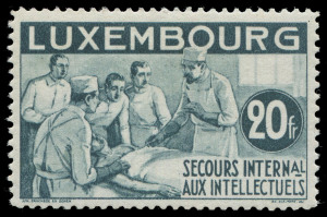 LUXEMBOURG:1935 5c - 20Fr International Relief Fund for Intellectuals, complete set, MVLH/MUH, Mi.266-280 - Cat. €š¬1200 (for MUH)