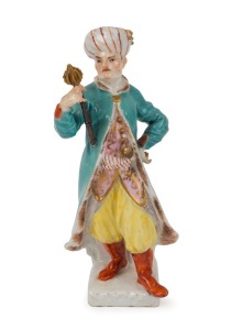 MEISSEN early German porcelain statue of an Ottoman most likely by J. J. KANDLAR, circa 1745-1750, rare, faint blue factory mark to base, 16cm high