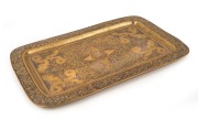 INDO-PERSIAN ornate brass serving tray inlaid with silver and copper, 19th century, ​​​​​​​40cm wide - 2