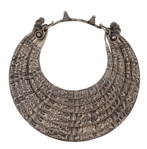 MIAO Chinese tribal seven banded necklace with embossed decoration, 20th century, ​​​​​​​26cm wide overall, 