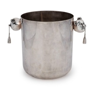 HAIM KERN limited edition silver champagne bucket with figural handles, stamped "HAIM KERN 35/100", 19cm high, 25cm wide, 1356 grams