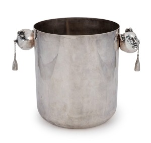 HAIM KERN limited edition silver champagne bucket with figural handles, stamped "HAIM KERN 35/100", 19cm high, 25cm wide, 1356 grams
