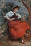 WILLIAM POWELL FRITH R.A. (1819-1909), At The Spring, watercolour, signed lower right "W.P. Frith, 1879", ​​​​​​​Atkinson Art Gallery label verso, with associated news clipping, 44 x 30cm, 72 x 57cm overall