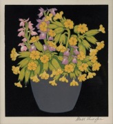 HALL THORPE (1874-1947), Cowslips,  woodblock, signed lower right "Hall Thorpe", 19 x 17cm 45 x 41cm overall 