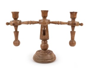 GUILLERME & CHAMBRON French Modernist candelabra, made from French oak with limed finish, mid 20th century, 29cm high, 43cm wide
