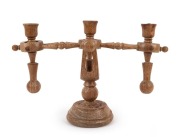GUILLERME & CHAMBRON French Modernist candelabra, made from French oak with limed finish, mid 20th century, 29cm high, 43cm wide