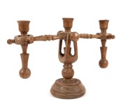 GUILLERME & CHAMBRON French Modernist candelabra, made from French oak with limed finish, mid 20th century, 29cm high, 43cm wide - 2