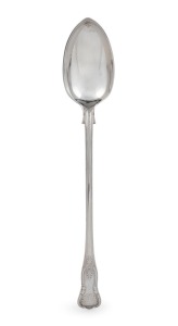 An antique sterling silver King's pattern basting spoon of impressive proportions, made by Josiah Williams, Exeter, circa 1876, 37.5cm long, 230 grams