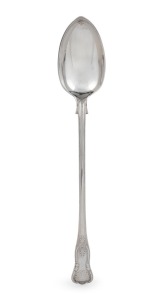 An antique sterling silver King's pattern basting spoon of impressive proportions, made by Josiah Williams, Exeter, circa 1876, ​​​​​​​37.5cm long, 230 grams