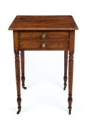 A Georgian mahogany two drawer occasional table, early 19th century, 74cm high, 47cm wide, 40cm deep