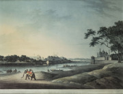 DANIELL, Thomas (1749-1840) & William (1769-1837), (After), LUCNOW TAKEN FROM THE OPPOSITE BANK OF THE RIVER GOOMTY, hand-coloured aquatint, December 1802, (facsimile), from Vol.III of Daniell's Oriental Scenery titled "Twenty-Four Views in Hindoostan", 4