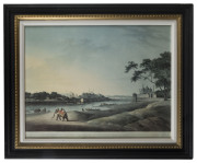 DANIELL, Thomas (1749-1840) & William (1769-1837), (After), LUCNOW TAKEN FROM THE OPPOSITE BANK OF THE RIVER GOOMTY, hand-coloured aquatint, December 1802, (facsimile), from Vol.III of Daniell's Oriental Scenery titled "Twenty-Four Views in Hindoostan", 4 - 2