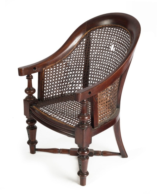 William VI antique English mahogany and cane child's chair, circa 1840, ​​​​​​​61cm high, 36cm across the arms