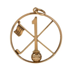 "HOLE IN ONE" lady's 9ct gold golf pendent, circa 1920, stamped "P.L. & Co. 375", 3cm diameter, 3 grams