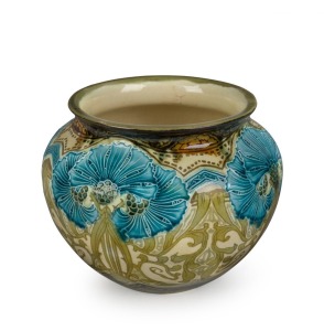 MINTIONS Secessionist porcelain jardinière, late 19th century, impressed mark to base, 15cm high, 20cm diameter