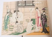 A book of Japanese wood block prints in cloth bound boards and outer cover 20th century&nbsp; 43 x 42 cm overall - 4