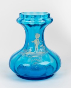 MARY GREGORY antique blue glass vase, 19th century, ​​​​​​​14.5cm high